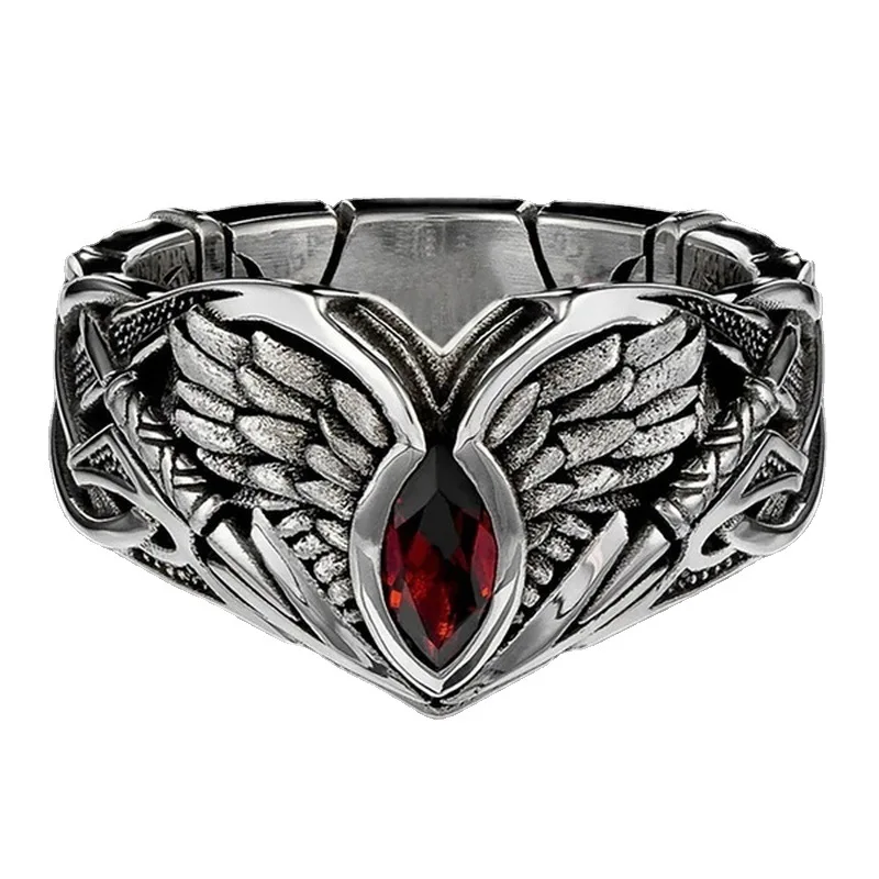 

Creative Angel Wings Zircon Men's Ring Hip-hop Motorcycle Punk Male Index Finger Ring Nightclub Jewelry Accessories Wholesale