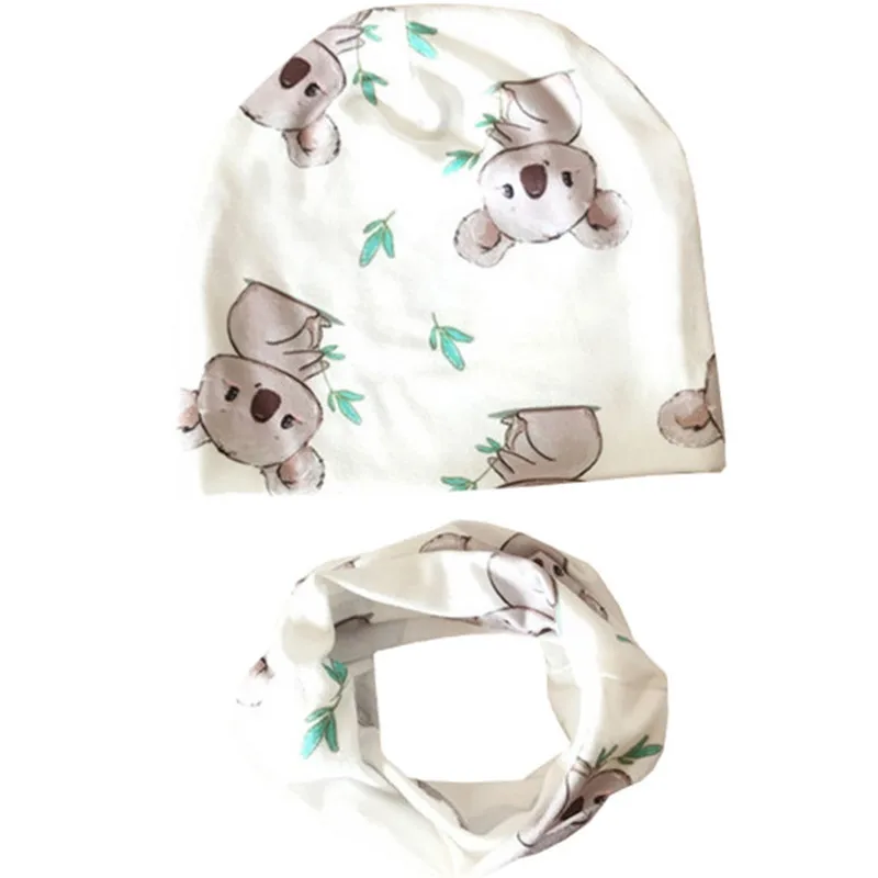 Новые весенние детские шапки с цветочным принтом комплект шарфом хлопковая