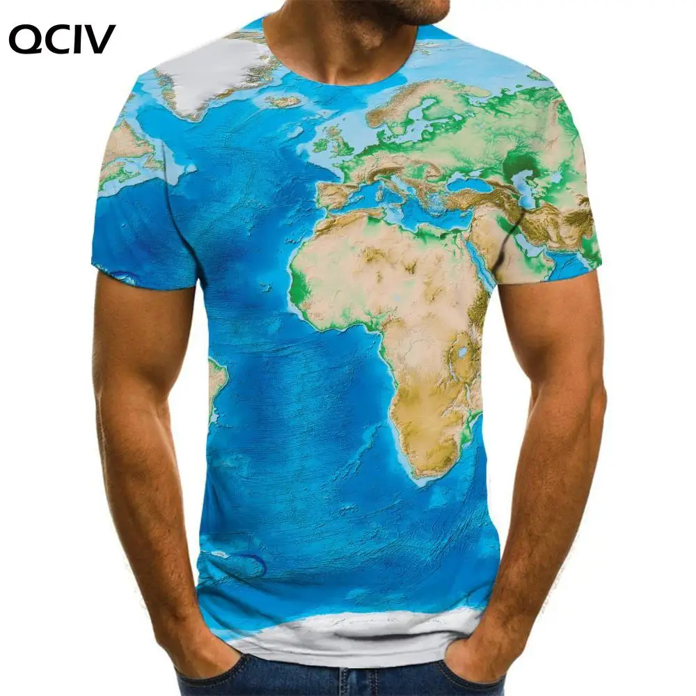 

QCIV Brand World map T shirt Men Pattern Tshirt Printed Art Funny T shirts Harajuku Anime Clothes Short Sleeve Punk Rock Fashion