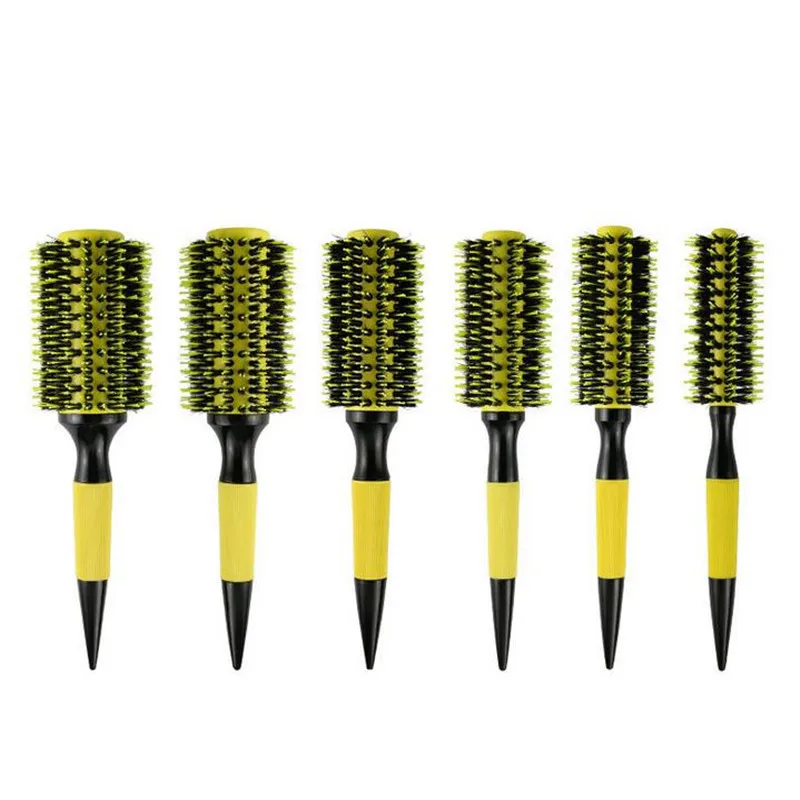 Wholesale 6pcs/set Professional Boar Bristle Wooden Hair Comb Brush Nylon Styling Tools Round Hair Brush 30#