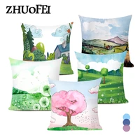 watercolor painting in pastoral landscape style print cushion cover comics plant pillowcase 1818in home decor pillows c0020