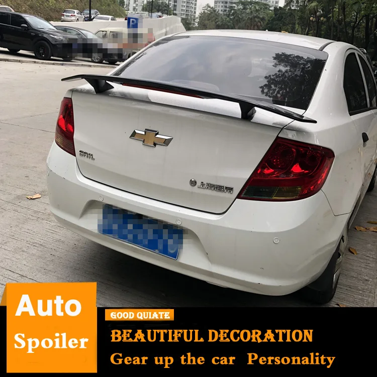 For Chevrolet Sail 3 2015-2018 Spoiler Sport ABS Plastic Material Car Rear Wing Primer Color Trunk Rear Spoiler With Led Light