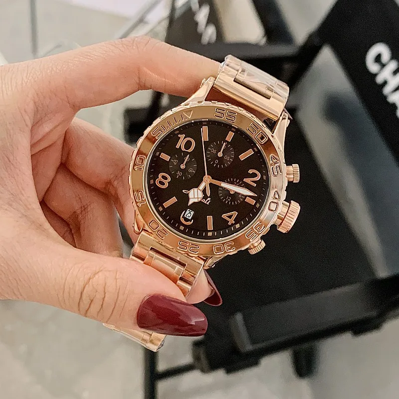 Часы наручные женские кварцевые с хронографом и кожаным ремешком | Наручные часы