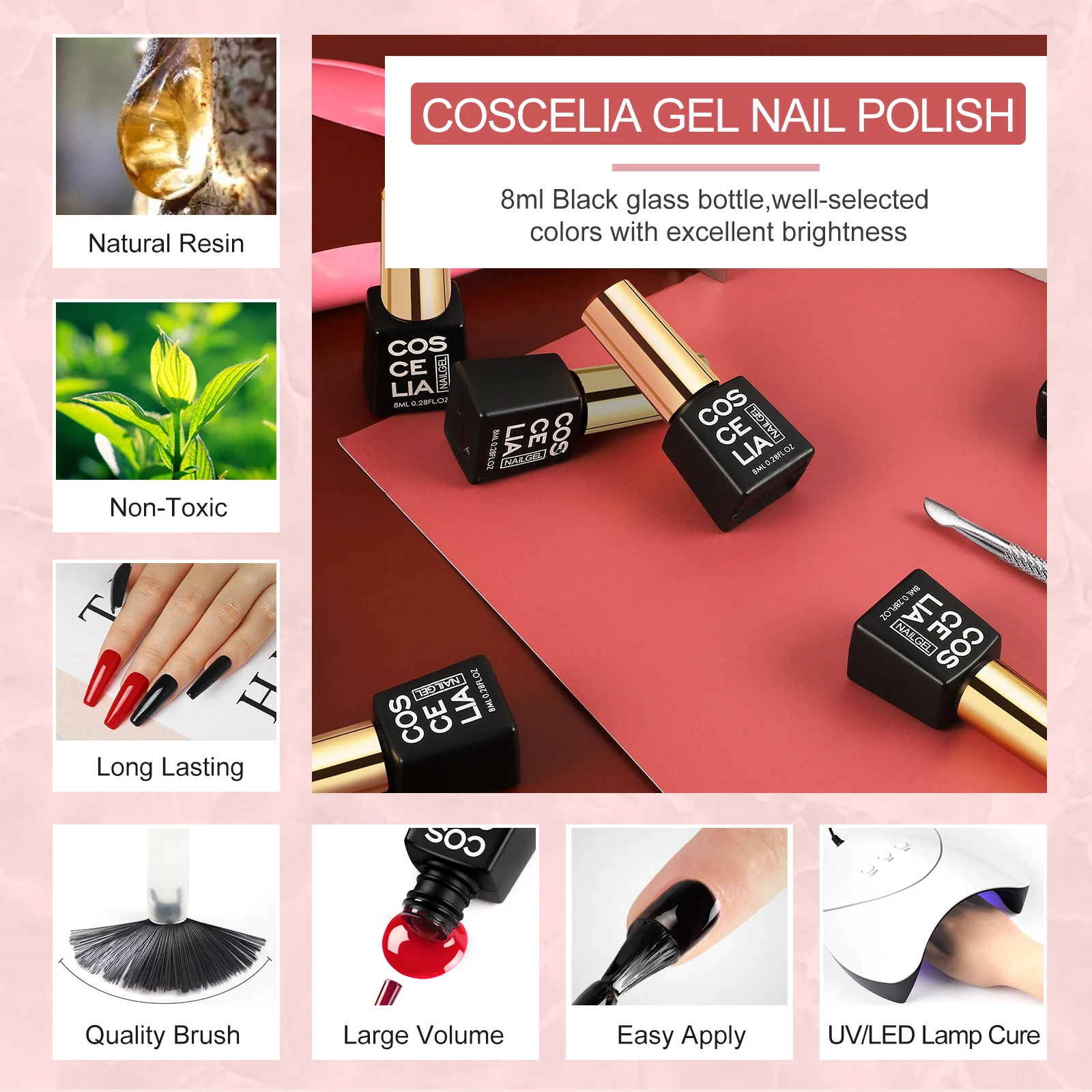 COSCELIA Manicure Kit Base Top Coat Nail Drill Machine Gel Polish Soak Off Art Design Tools UV LED Lamp Dryer | Красота и здоровье