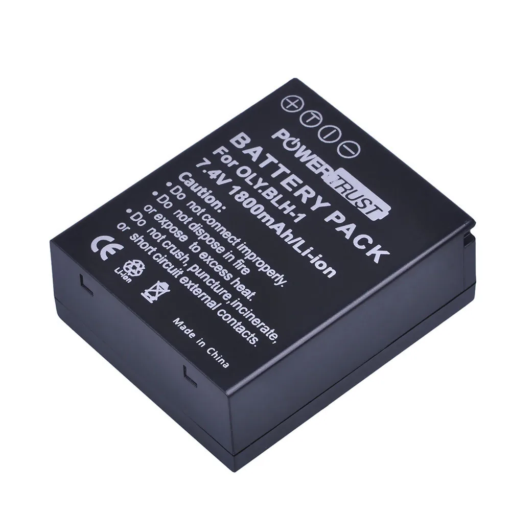 1battery PowerTrust 2 шт. BLH-1 BLH1 BLH 1 сменная батарея и ЖК-USB двойное зарядное устройство для камеры Olympus E-M1 Mark II - Цвет: 1battery