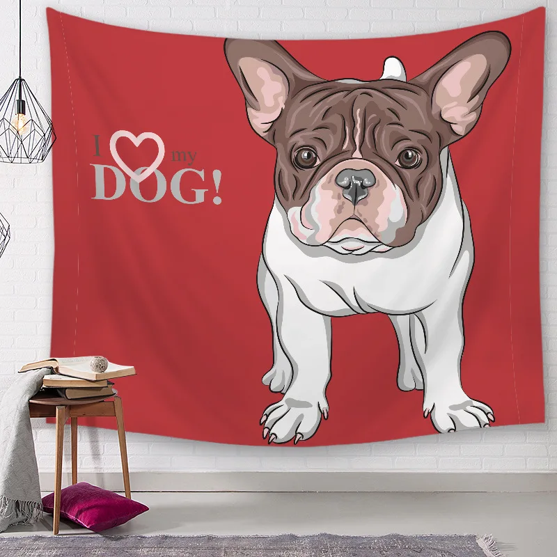 

Cute Bulldog Wall Hanging Tapestry Hippie Boho Pug Bull Terrier Decorative Wall Tapestries Bad Dog Wall Carpet Throw Rug Blanket