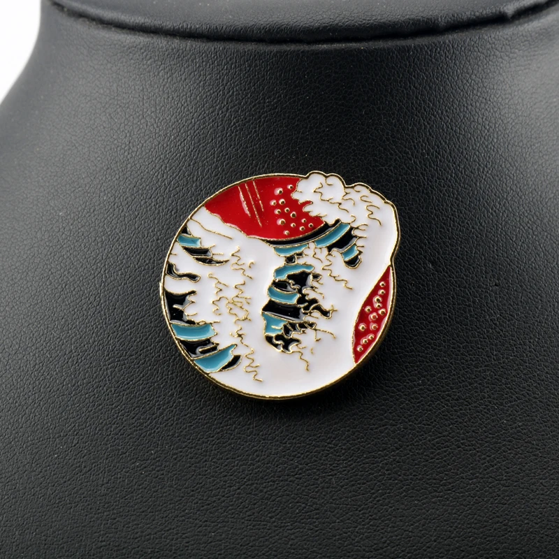 Модная брошь в форме волны цунами рубашки Нагрудный значок опт эмалированная