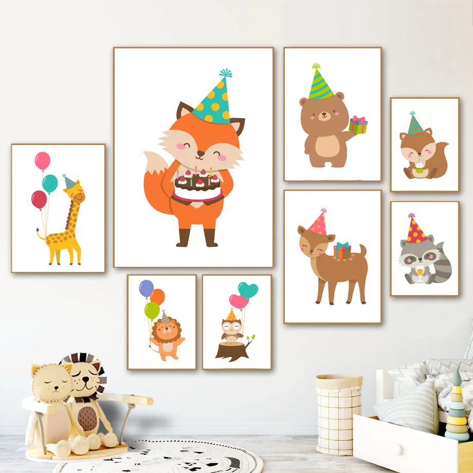 

Giraffe Lion Deer Fox Bear Owl Nursery Wall Art Canvas Painting Nordic Posters And Prints Wall Pictures Baby Kids Room Decor