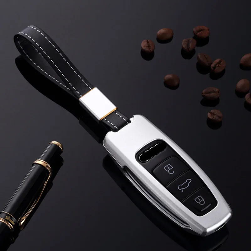 

High Quality New Aluminium Alloy Car Smart Key Cover Case For Audi Q8 C8 A6 A7 A8 A8L 2018 2019Auto Protection Shell Accessories
