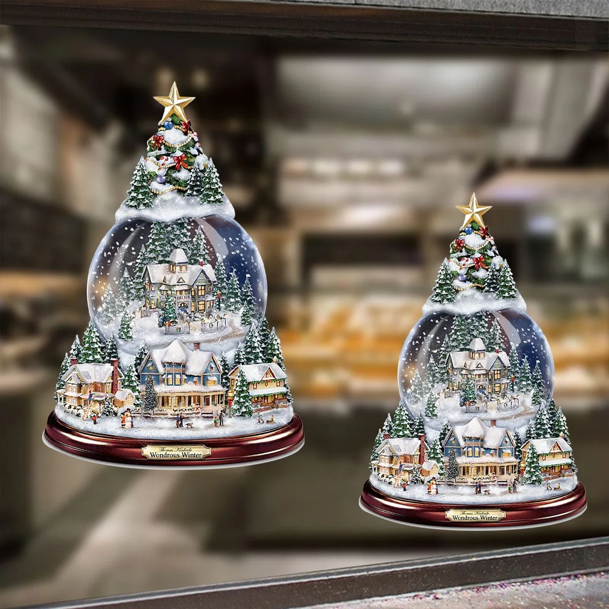 20x30cm Christmas Crystal Tree Santa Claus Snowman Rotating Sculpture Window Paste Sticker Winter New Year Party Home Decoration | Дом и сад