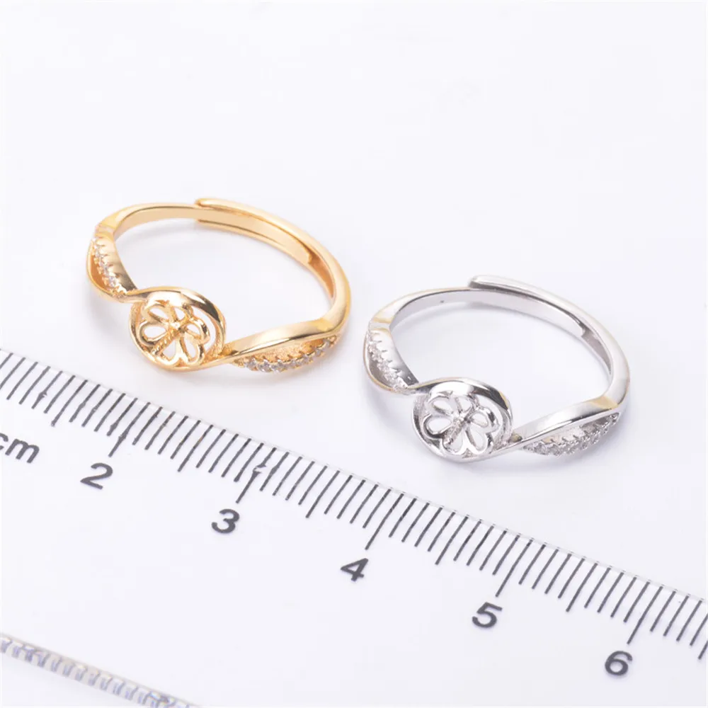 

Pearl Ring Settings, Fashionable Ring Findings, Adjustable Size 925 Silver Ring Jewelry DIY Making No Pearl
