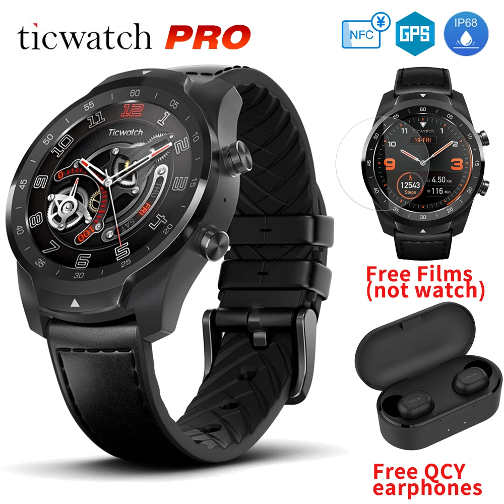 Оригинал Ticwatch Pro Bluetooth Смарт часы gps IP68 водонепроницаемый Поддержка NFC