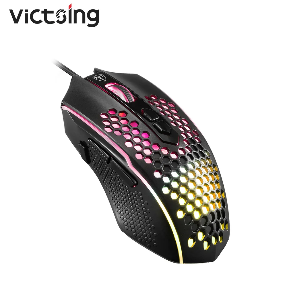 

VicTsing T16 RGB Wired Gaming Mouse 1200-8000 DPI Lightweight Ergonomic 1000Hz Mice with Soft rope Cable For Computer Gamer