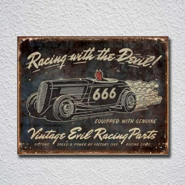 

Жестяной металлический знак винтажный зловещий Racing, металлический плакат, металлический декор, металлическая живопись, настенная наклейка...