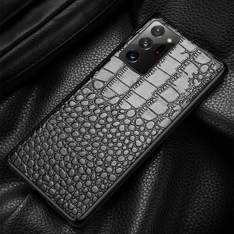 

Leather Phone Case For Samsung Galaxy Note 10 20 S10 S10e S21 Ultra 5G S8 S9 Plus Case Cowhide Crocodile Belly Texture Cover