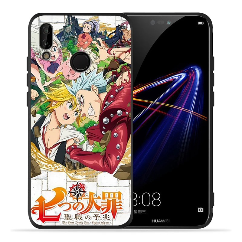Черный мягкий чехол для телефона 7 смертных грехов Nanatsu No Taizai Huawei 40 30 20 10 9 Lite Pro P smart