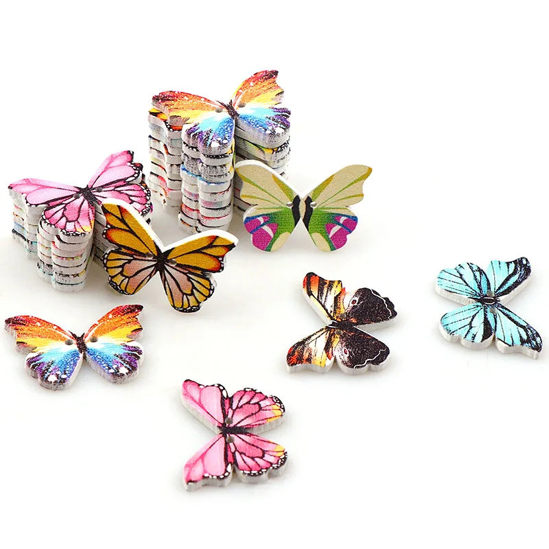 50 шт. красивые бабочки 2 отверстия деревянные пуговицы Scrapbooking ремесла DIY модная