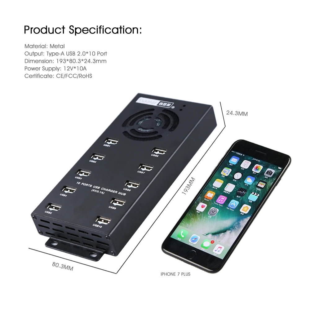 Sipolar USB 10 портовый концентратор 2 0 зарядное устройство с адаптером питания 12 В А