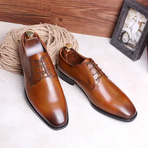 Новинка 2019, мужские туфли из натуральной кожи, деловые туфли на шнуровке, обувь для восковой депиляции, кожаные элегантные туфли ручной работы для мужчин