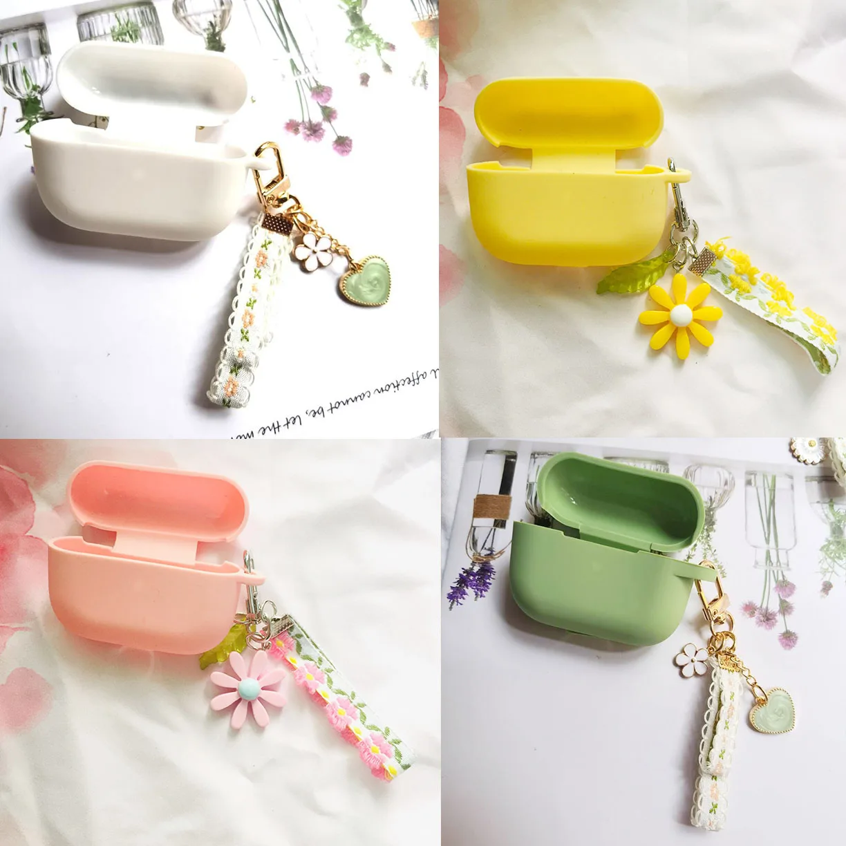 

Case for Honor Earbuds X1 Case Luxury colorful Flower Lace Keychain Silicone Earphones Cover for Huawei Honor X 1 Case fundas