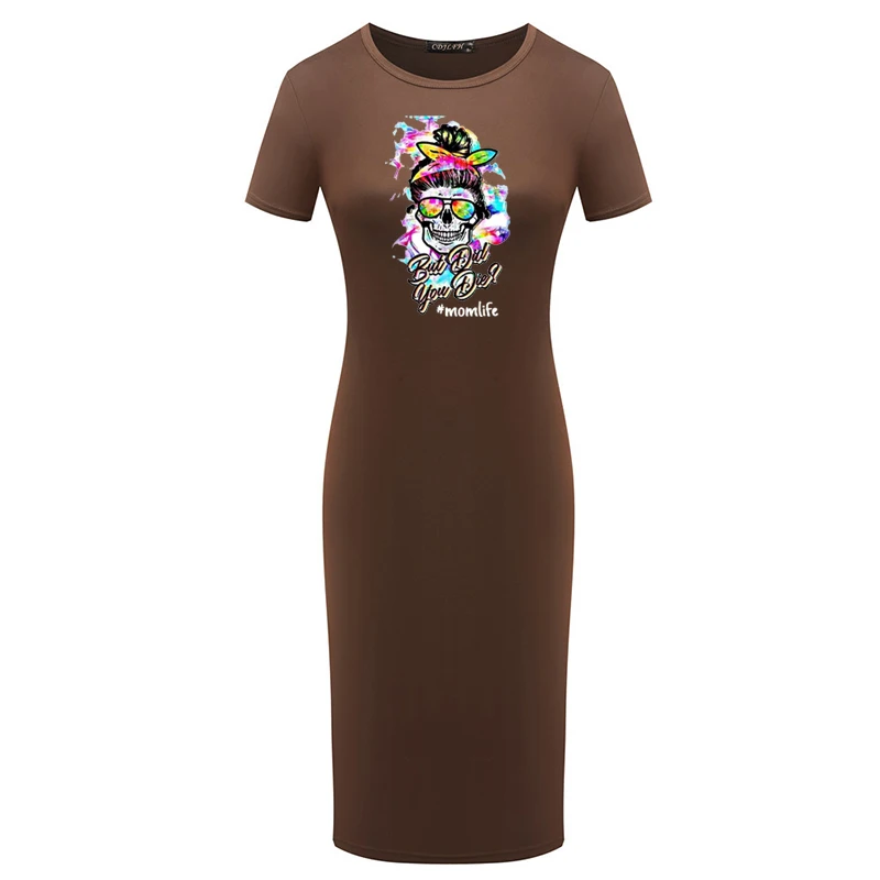 

Women Plus Size Sexy Bodycon Dress Cool Skull Print Short Sleeve Summer Elegant Party Pencil Dress Vintage Robes Fashion Femme
