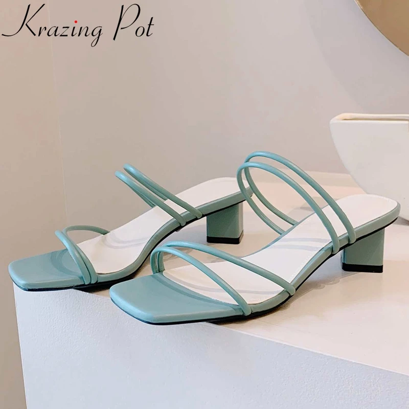 

Krazing pot/Новое поступление женские туфли без шнуровки; Туфли без задника странные на среднем каблуке с открытым носком в европейском стиле; Дл...