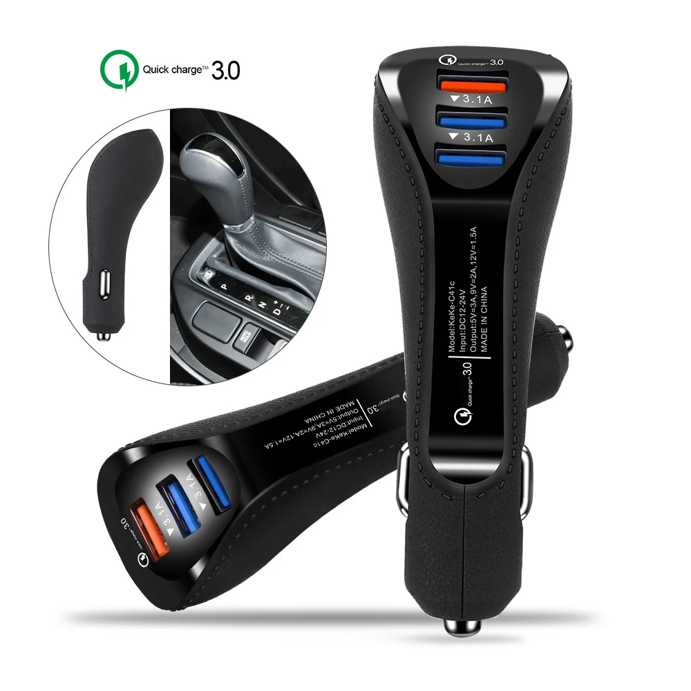 Новое быстрое зарядное устройство QC 3 0 3.1a USB с двумя портами автомобильное C тип