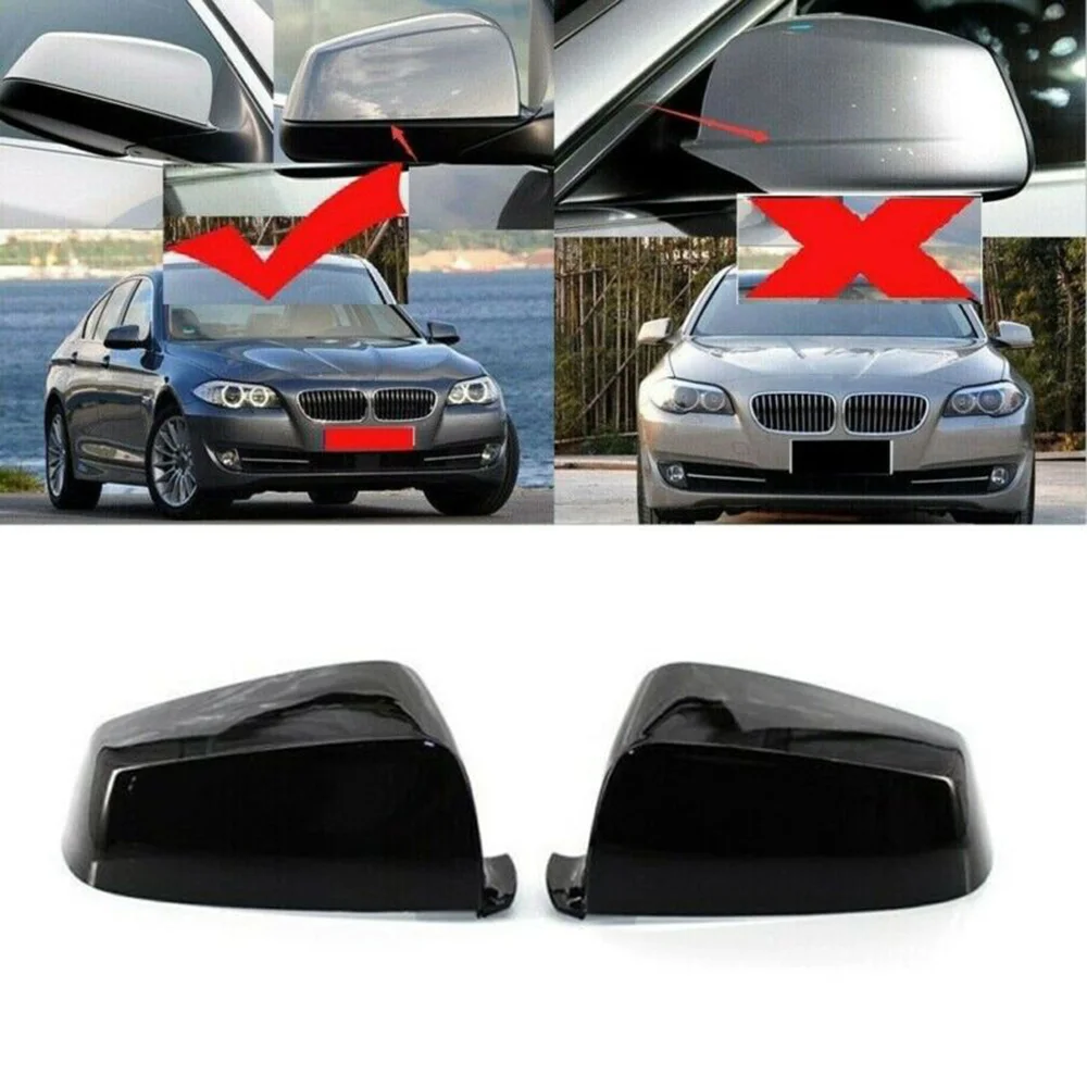

2pcs Gloss Black Car Side Mirror Cover Cap For BMW E60 E61 E63 E64 03-10Auto Door Mirror Covers Decoration Accessories