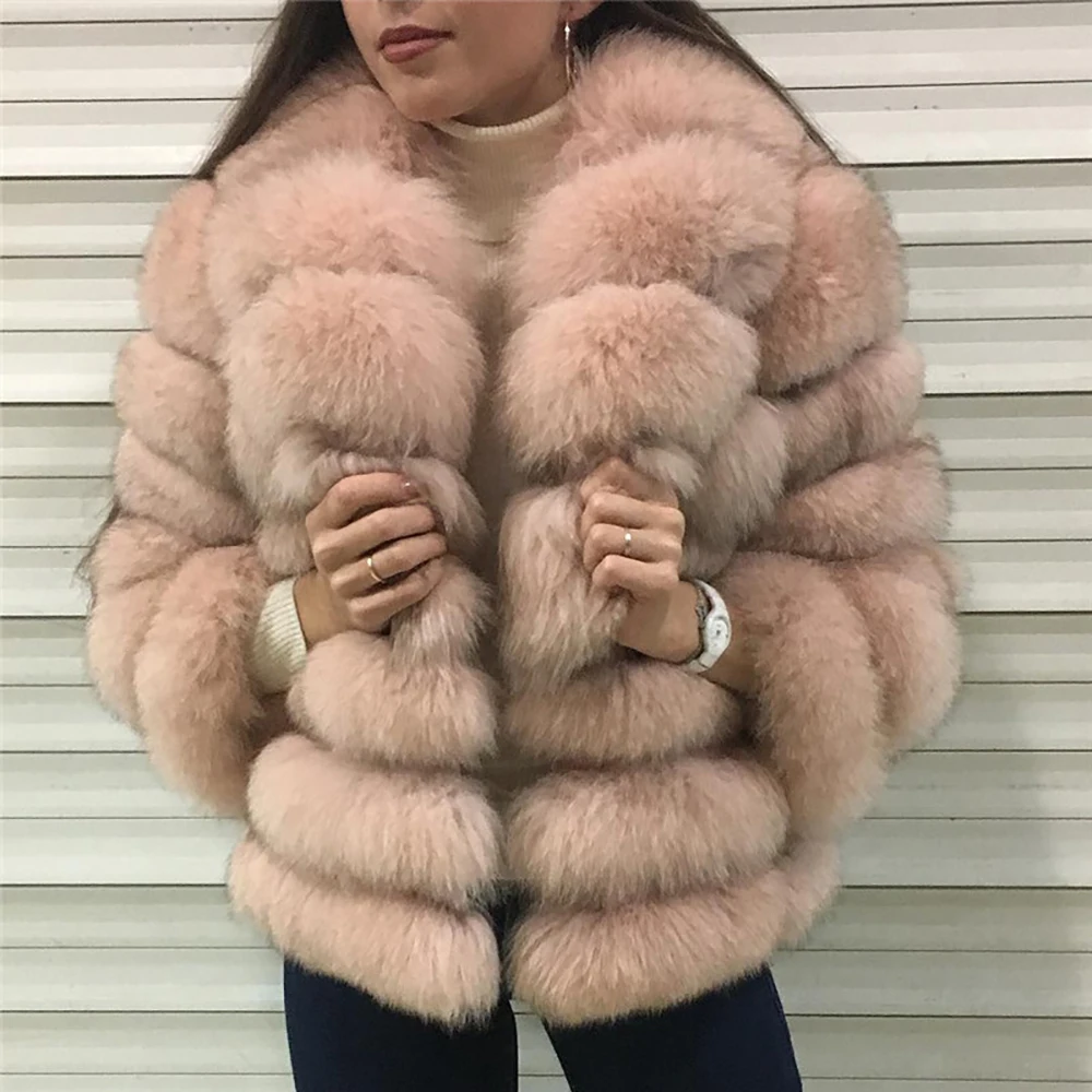 TOPFUR 2019 Коричневое Пальто из натурального меха модная женская куртка Лисьего для