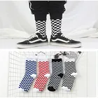 Модные уличные хлопковые носки унисекс в стиле Харадзюку, модные мужские носки в стиле хип-хоп для скейтборда, забавные клетчатые шахматные ранцы с рисунком