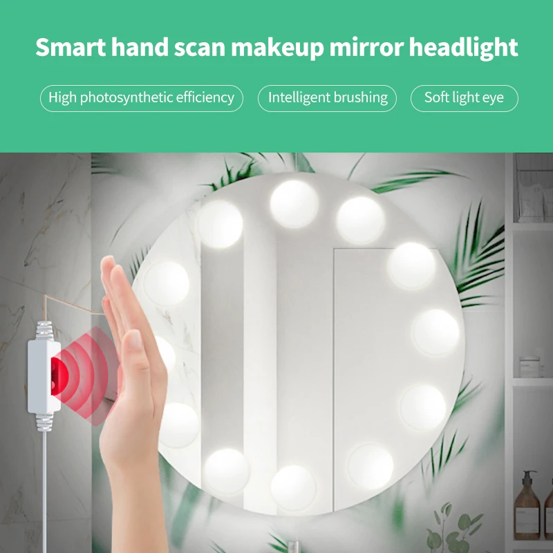

5V USB LED Makeup light bulb mirror light waterproof hand sweep sensor switch dimming Hollywood vanity lamp 2/6/10/14 bulb