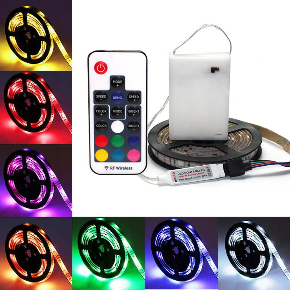 2 м DC5V 3AA батарея Светодиодная лента лампа SMD 5050 RGB гибкий светодиодный светильник
