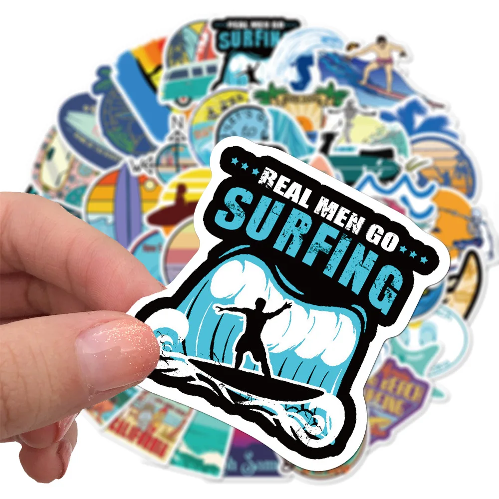 Pegatinas para surfear, adhesivos impermeables para viaje, playa, Surf, equipaje, bicicleta, botella de agua, 50 Uds.-3