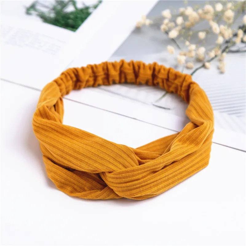 Женские вязаные мягкие однотонные повязки на голову Винтажные эластичные для