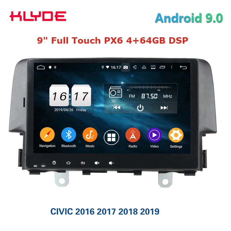 Klyde 9 ''full touch Android PX6 64 Гб DSP автомобильное радио аудио для CI VIC 2016 2017 2018 2019