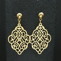 2022 stainless steel bohemia big earrings women gold color flower stud earrings boho geometry jewelry pendientes flor e9316s04