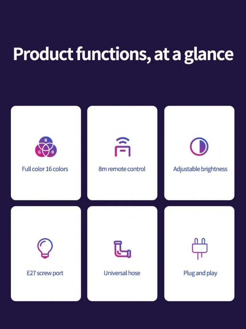 Светодиодная разноцветная лампа с дистанционным управлением меняющая цвет RGB
