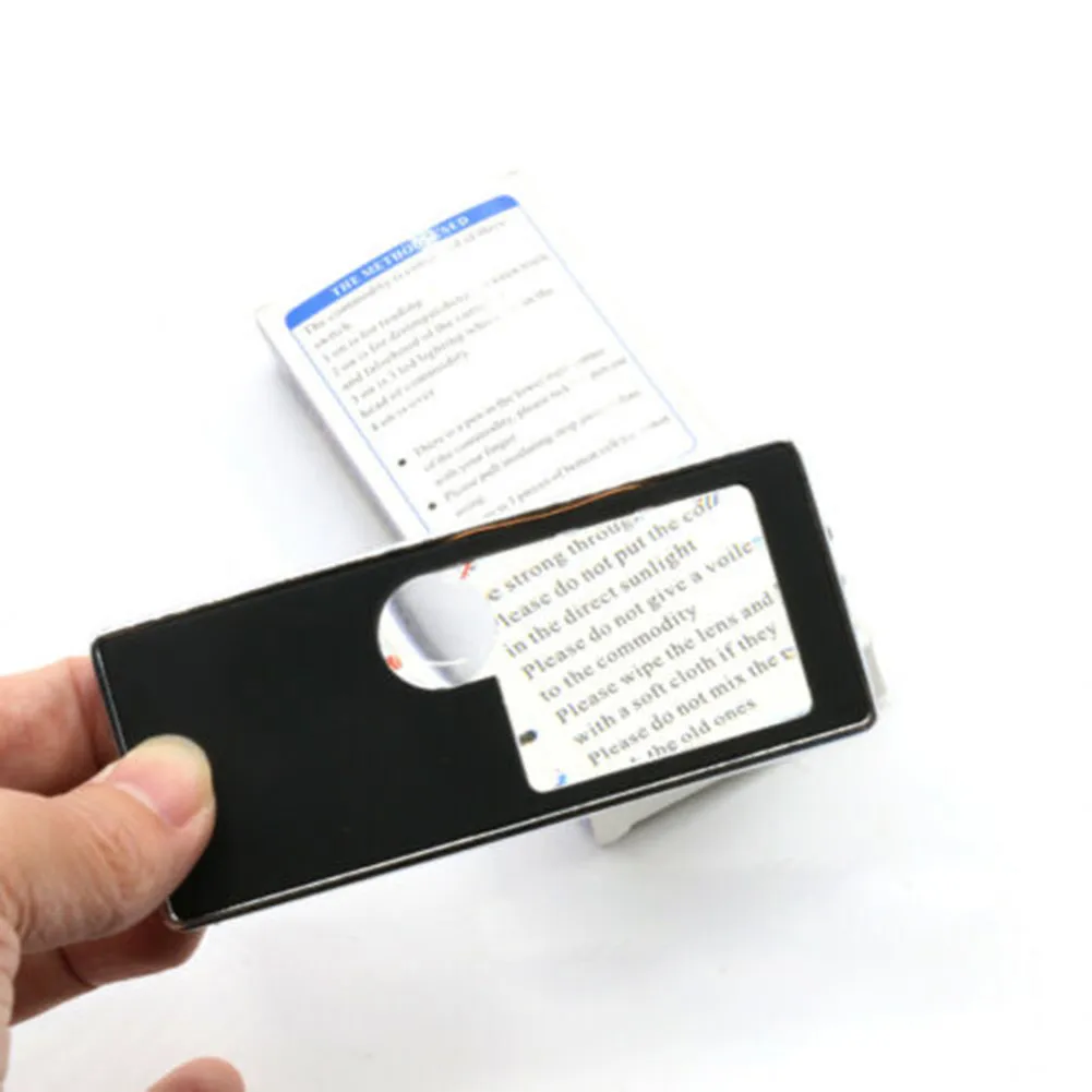 

Black Glass Magnifier Craft Loupe Jewelry Pocket Reading With LED Light