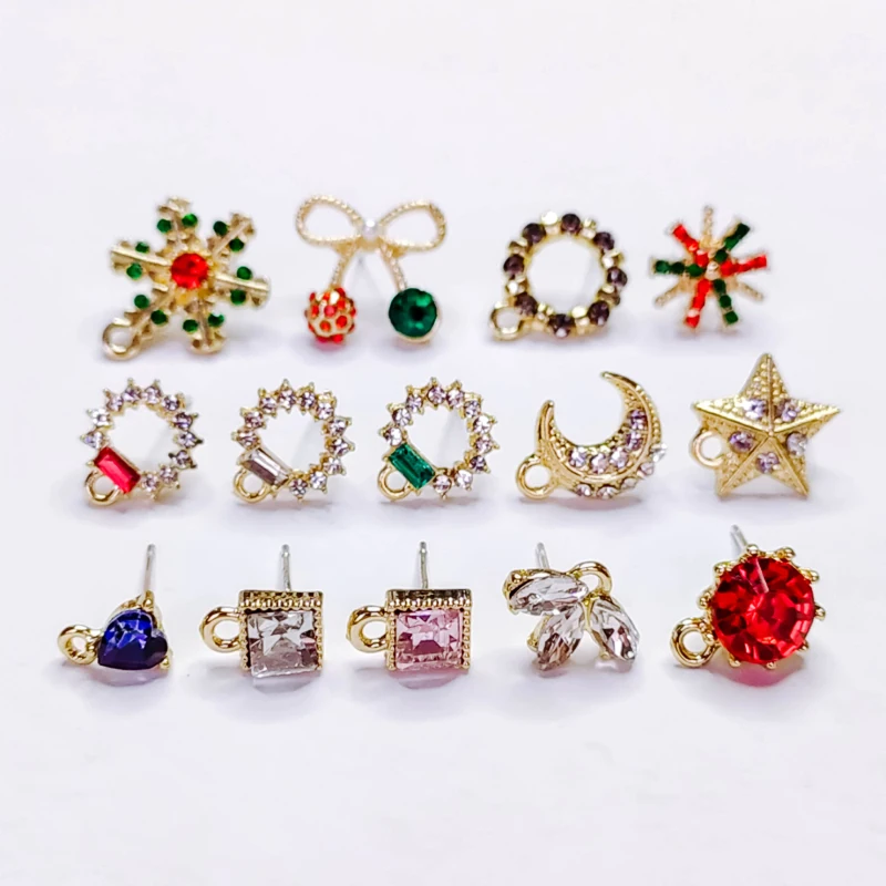 KC Позолоченные Стразы серьги гвоздики отверстие подвеска подвески компоненты