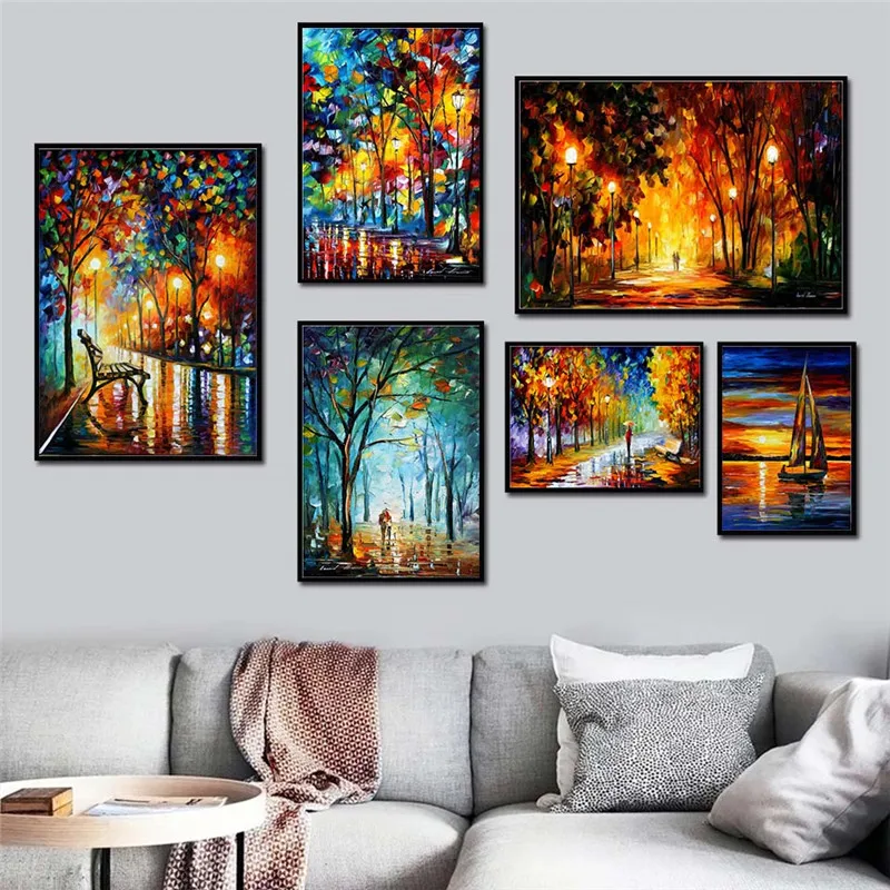 

2021 Coloring Hand - Painted Oil Painting Landscape For The Living Room Wall Art Home Decoration Abstract Without Frame