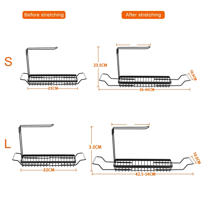 telescopic sink shelf stainless steel sink drain rack adjustable soap sponge rag storage holder bathroom rack kitchen organizer free global shipping