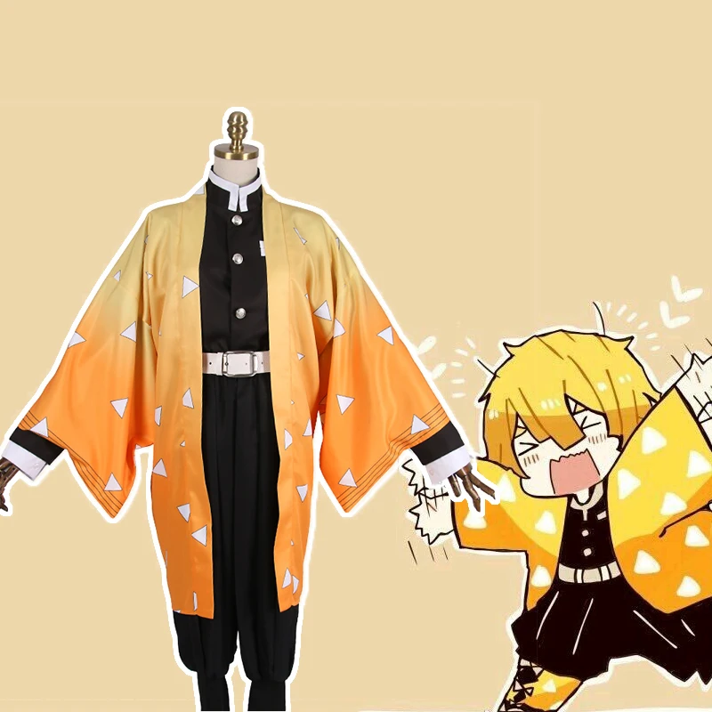 Anime Demon Slayer Kimetsu no Yaiba Cosplay Costumes Agatsuma Zenitsu ...