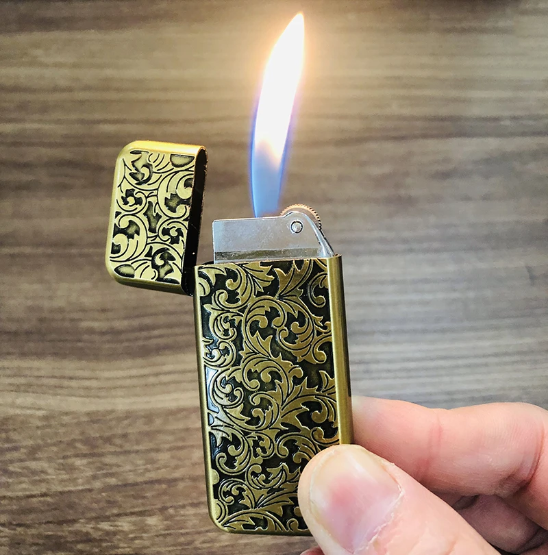 Супертонкая металлическая зажигалка шлифовальный круг газовый надув цветок