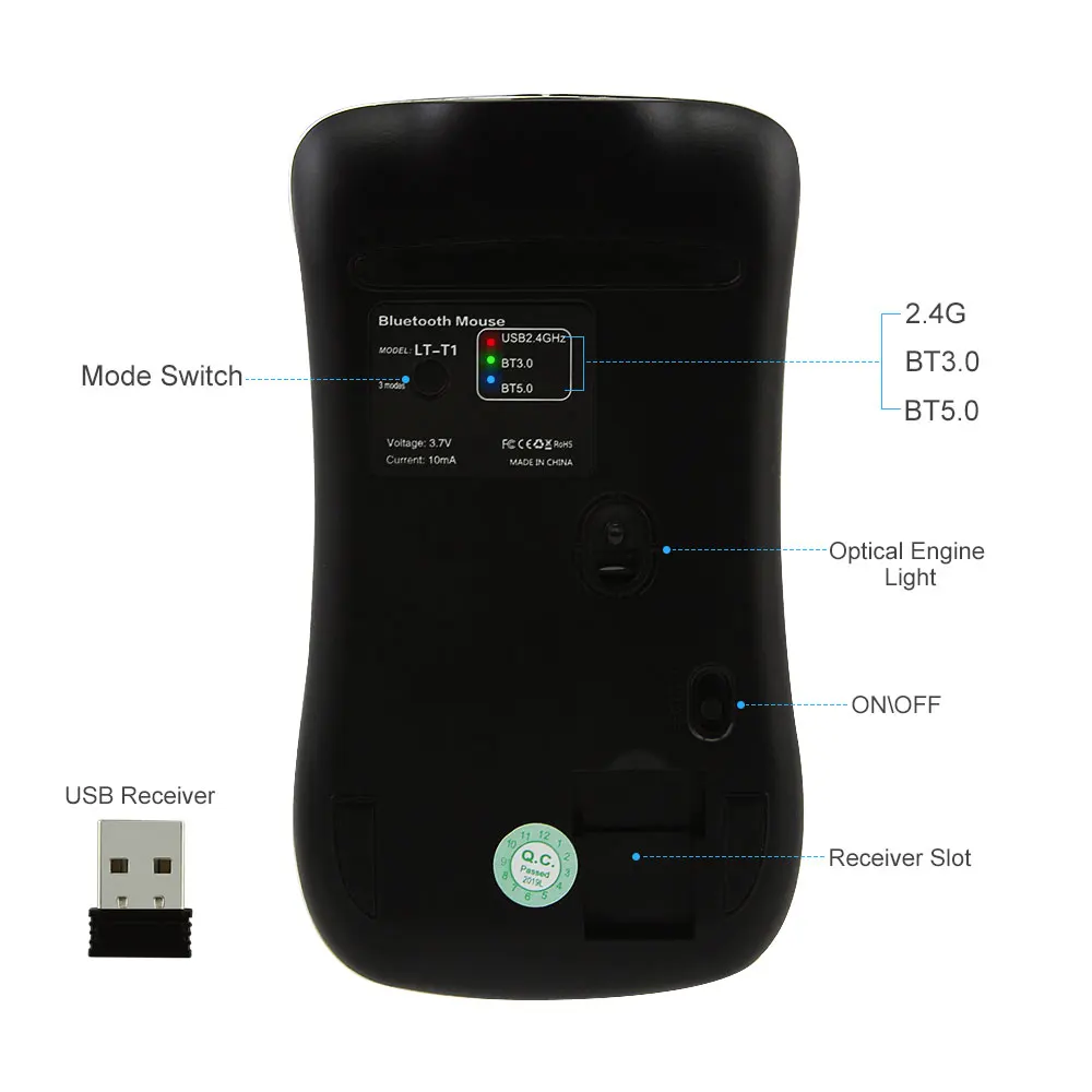 CHYI ультра-тонкая Bluetooth мышь 5 0/3 0 USB офисная эргономичная ПК геймер оптическая 1600DPI