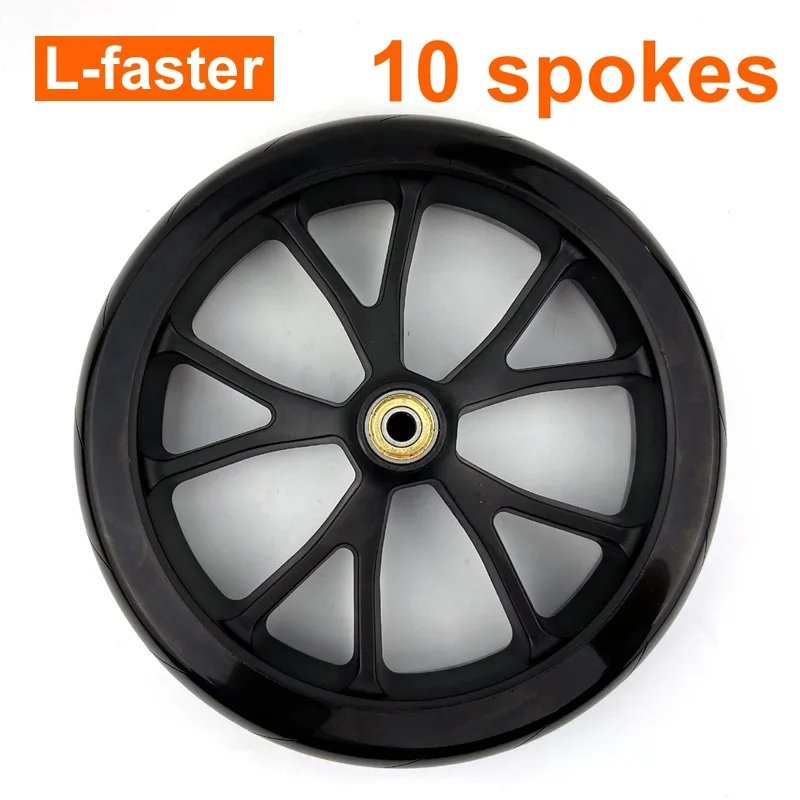 10 spokes wheel 8 дюймов скутер PU колеса с подшипниками дети Kickscooter колесный скутер для взрослых запасные колеса корзина для покупок Твердые колеса - Цвет: 10 spokes wheel