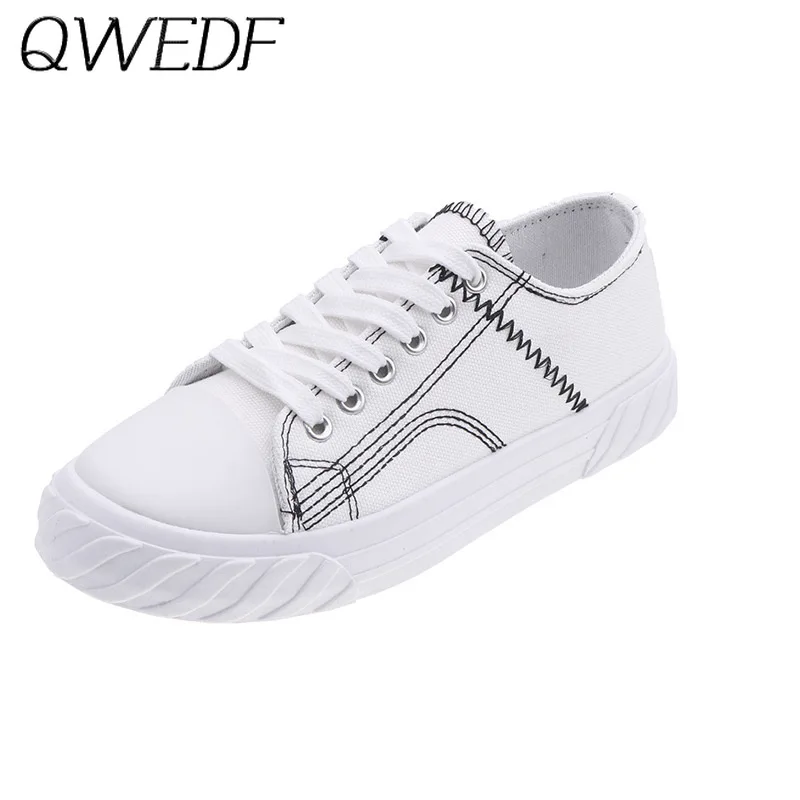 Новинка 2019 белые холщовые туфли на шнуровке Женская весенне-летняя повседневная