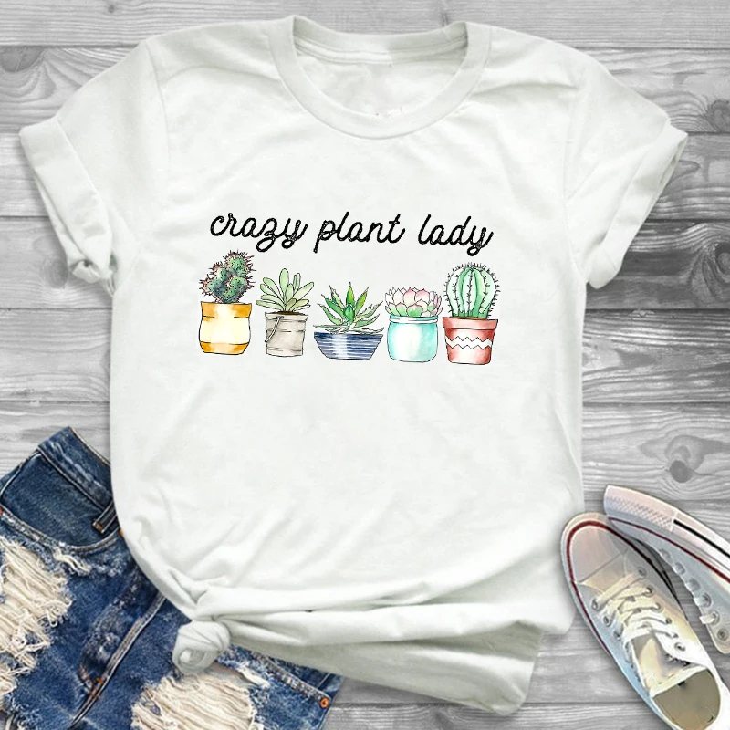 

2021 Women Fashion Free Hug Plants Cactus Print Womens Female Graphic T Shirt T-Shirt Streetwear Camisas Tee Shirt Tees T-shirts