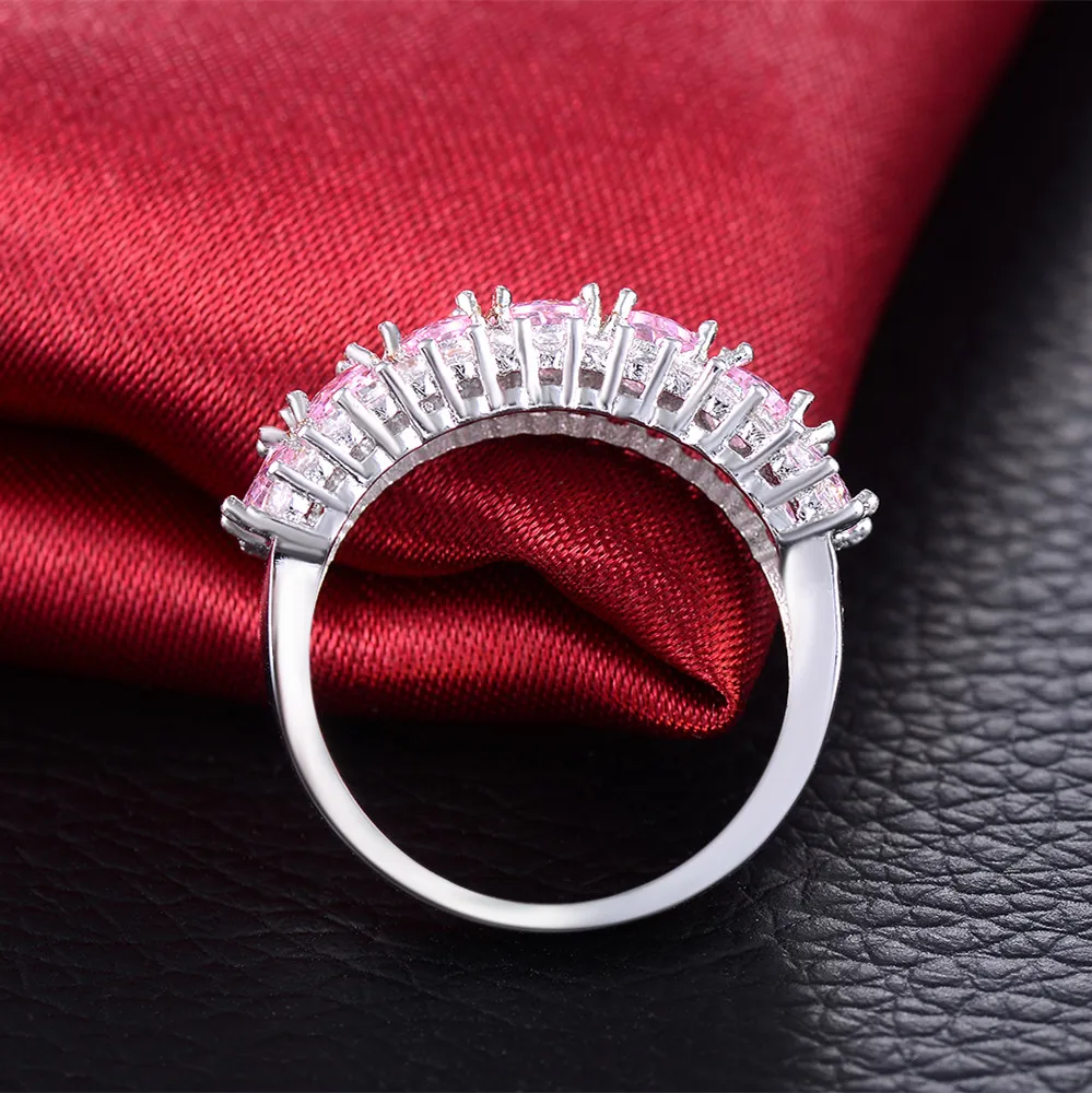 

Visisap Luxury Full Stone Pink Zircon Party Rings for Women Cute Sweet Anniversary Ring High Quality Fashion Jewelry MSR133