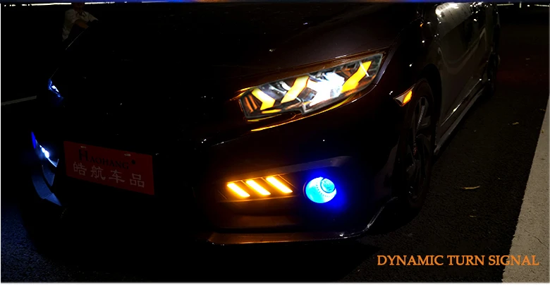 DY_L автомобили Стайлинг корпус передней фары для Honda CIVIC X G10 MK10 Bugatti стиль фары все светодиодные ходовые огни Светодиодный задний противотуманный фонарь