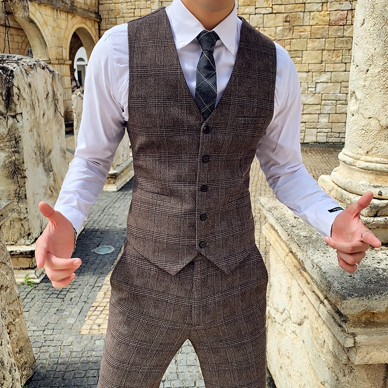 Мужской повседневный жилет синий серый коричневый мужской Азиатский размер S M L XL